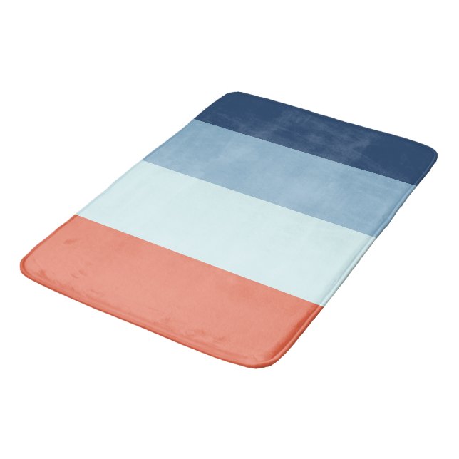 Orange und Blaustreifen Badematte (Schrägansicht)