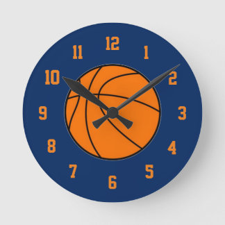 Orange und Blue Basketball Clock Runde Wanduhr