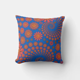Orange- und Blue-Blume-Design Kissen