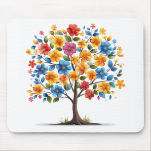 Orange und Blue Blume Mousepad
