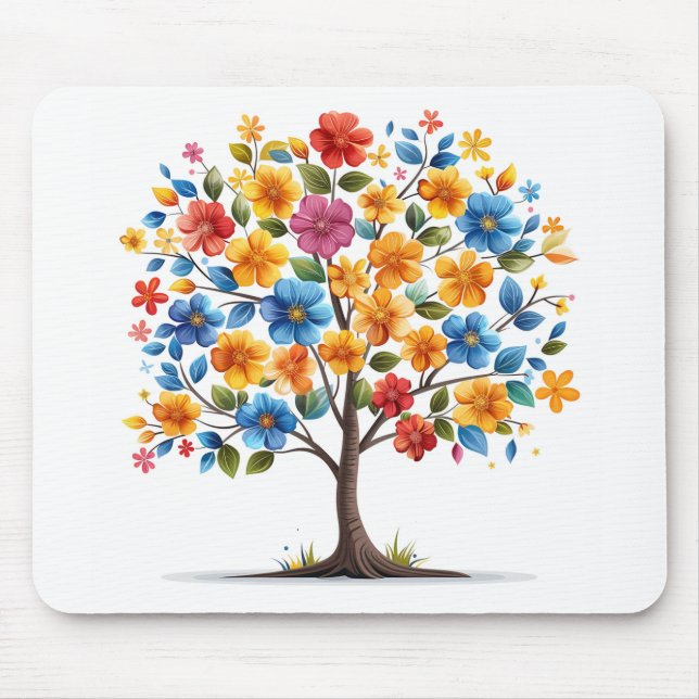 Orange und Blue Blume Mousepad (Vorne)