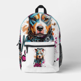 Orange und Blue Bold Dog Portrait Bedruckter Rucksack