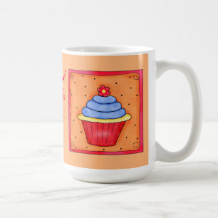 Orange und Blue Cupcake Tasse