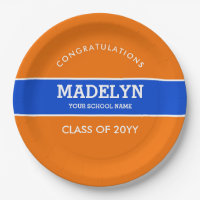 Orange und Blue Custom Abschluss Paper Plate