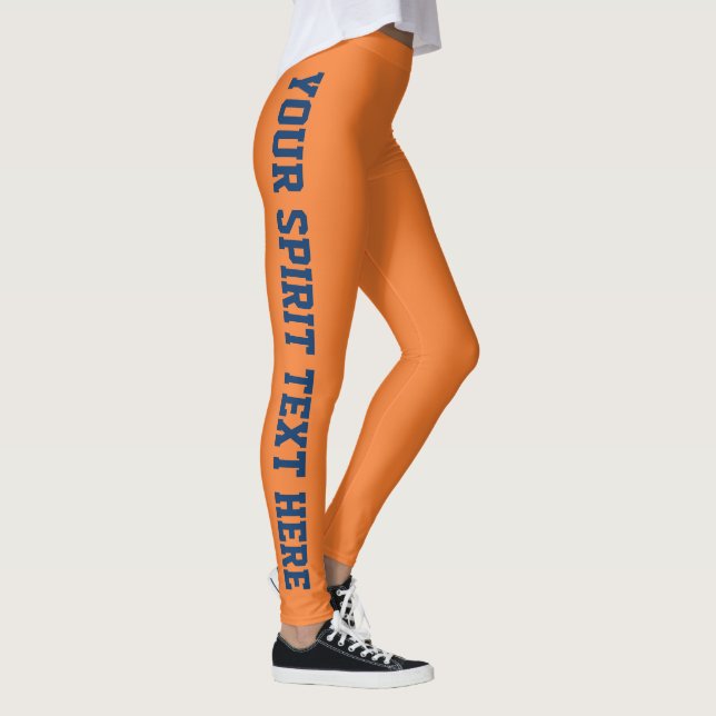 Orange und Blue Custom School Spirit Leggings (Rechts)