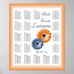 Orange und Blue Daisy Seating Chart Poster