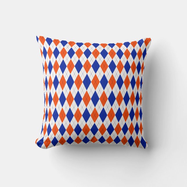 Orange und Blue Diamond Arygle Kissen (Vorderseite)