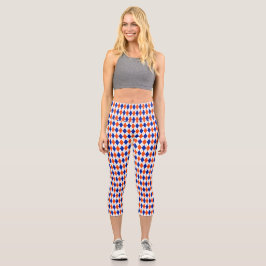 Orange und Blue Diamond Raute Capri Leggings