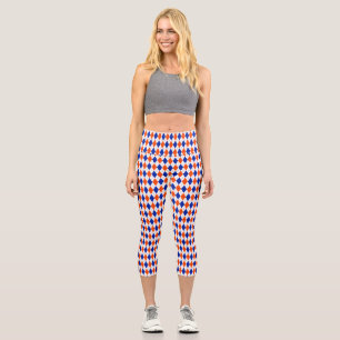 Orange und Blue Diamond Raute Capri Leggings