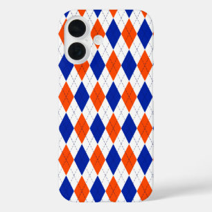 Orange und Blue Diamond Raute iPhone 16 Hülle