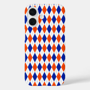 Orange und Blue Diamond Raute iPhone 16 Hülle