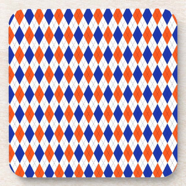 Orange und Blue Diamond Raute Getränkeuntersetzer (Vorderseite)