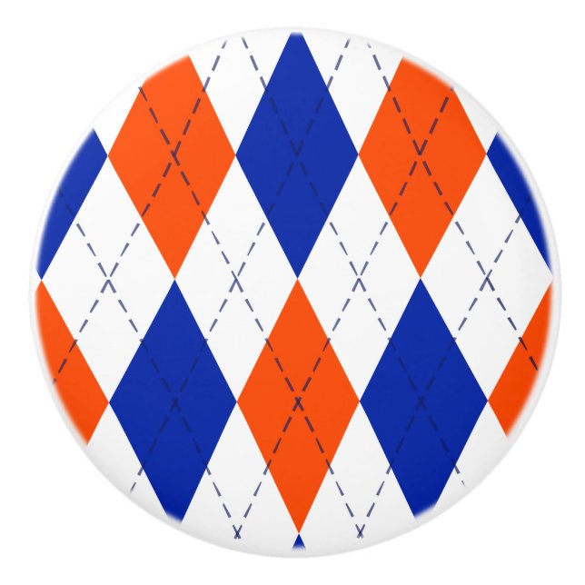 Orange und Blue Diamond Raute Keramikknauf (Vorderseite)