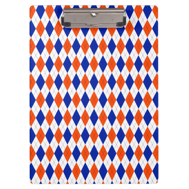 Orange und Blue Diamond Raute Klemmbrett (Vorderseite)