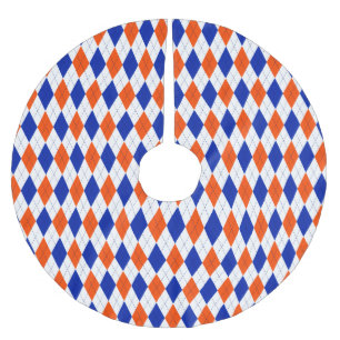 Orange und Blue Diamond Raute Polyester Weihnachtsbaumdecke