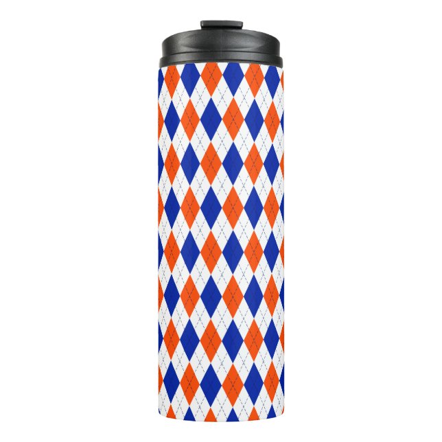 Orange und Blue Diamond Raute Thermosbecher (Vorderseite)