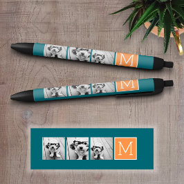Orange und Blue Instagramm Foto Collage Monogram Kugelschreiber