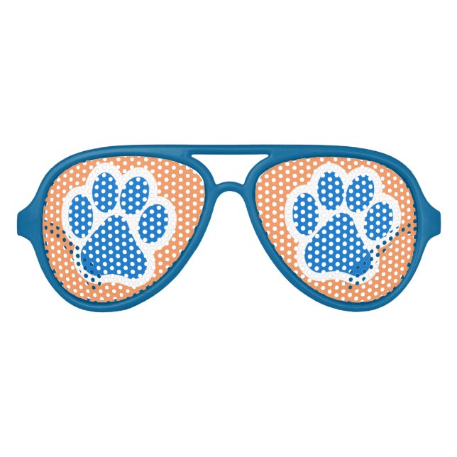 Orange und Blue Paw Print Shades Sonnenbrille (Vorderseite)