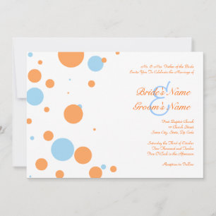 Orange und Blue Polka Dot Hochzeit Einladung