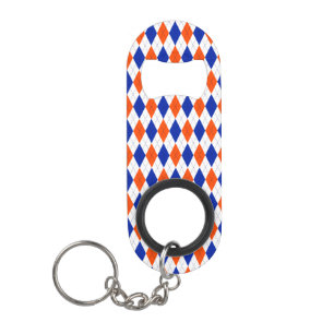 Orange- und Blue Preppy-Diamond-Raute Mini Flaschenöffner
