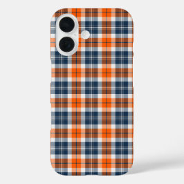 Orange und Blue Sporty Kariert iPhone 16 Hülle