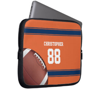 Orange und Blue Stripes Jersey Football Laptopschutzhülle