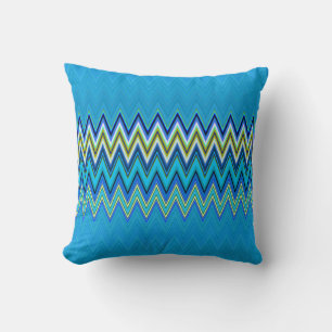 Orange und Blue Zigzag Muster - 2 Seiten 2 Farben Kissen