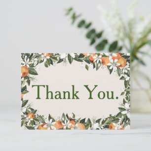 Orange- und Blüten-Elegante Florale Hochzeit Dankeskarte