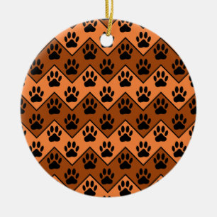 Orange und braun, Zickzack mit Hundebindmuster Keramikornament