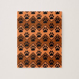 Orange und braun, Zickzack mit Hundebindmuster Puzzle