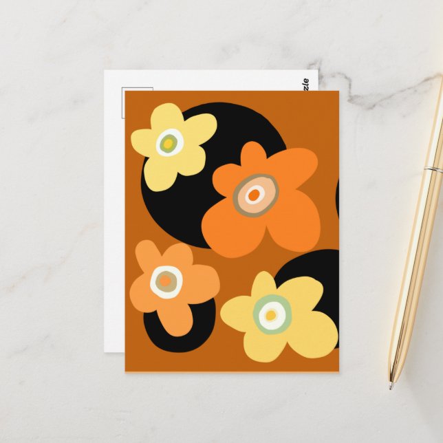 Orange und braune Blume Postkarte (Vorderseite/Rückseite Beispiel)