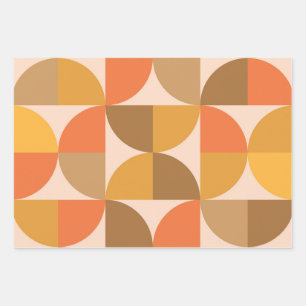 Orange und braune Halbkreise im Mittelalter-Stil Geschenkpapier Set