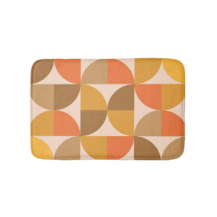 Orange und braune Mid Century Halbkreise Badematte