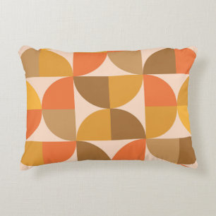 Orange und braune Mid Century Halbkreise  Dekokissen