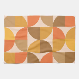 Orange und braune Mid Century Halbkreise  Geschirrtuch