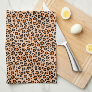 Orange- und Brauntigerdruck Geschirrtuch