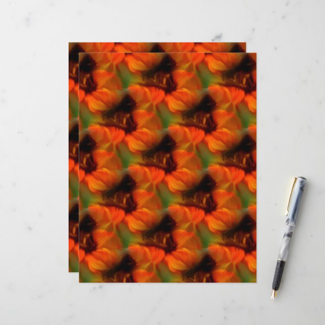 Orange und Brown Abstrakt Art Muster Scrapbook (Vorderseite/Rückseite Beispiel)