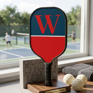 Orange und dunkelblaugrüne College-Monogramm Pickleball Schläger