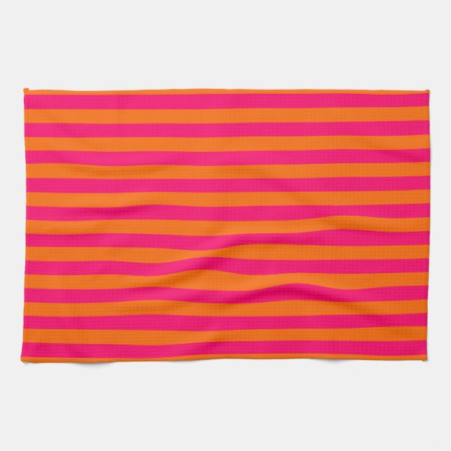 Orange und Fuchsia Streifen Handtuch (Horizontal)