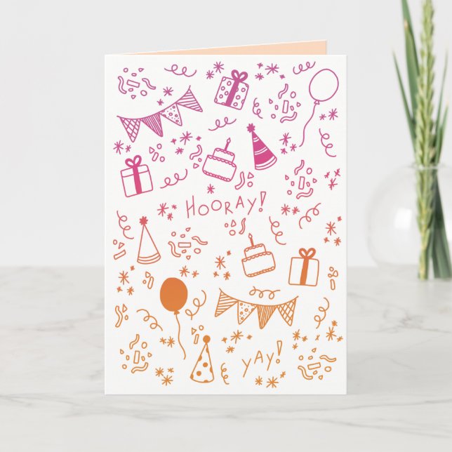 Orange und Fuschia Celebration Card Karte (Vorderseite)