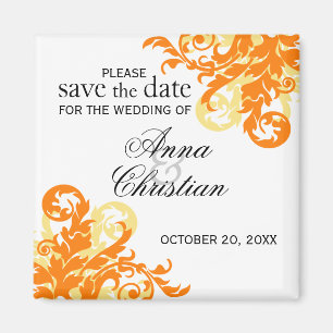 Orange und Gelb Blühend Herbst Save the Date Magnet