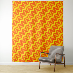 Orange- und Gelb-chevron-Musterdesign Wandteppich