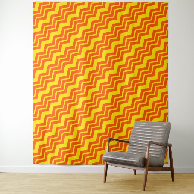 Orange- und Gelb-chevron-Musterdesign  Wandteppich (Beispiel)