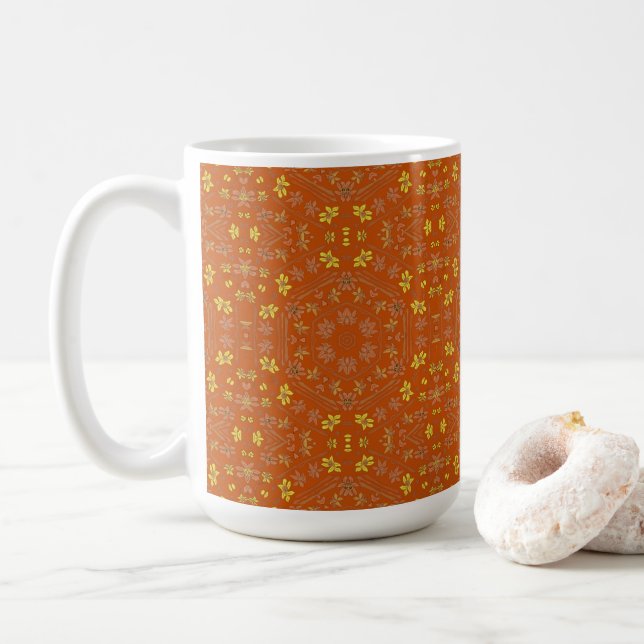 Orange und Gelb Design Große Tasse (Mit Donut)