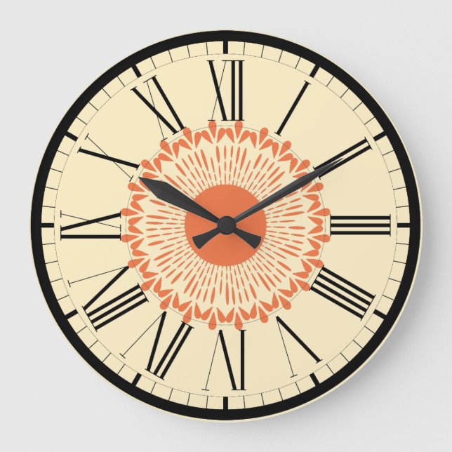 Orange und Gelb, geometrische Gestaltung von "Sonn Große Wanduhr (Vorderseite)