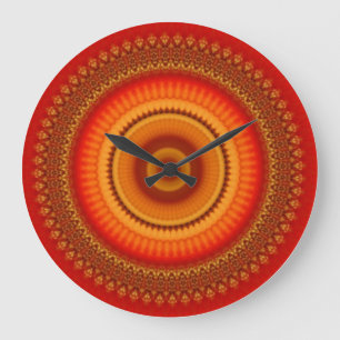 Orange und Gelb Mandala Große Wanduhr
