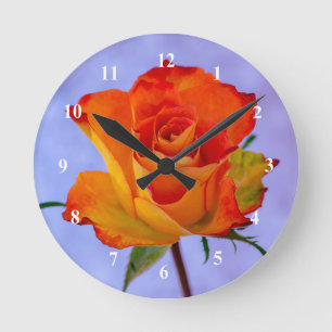 Orange und Gelb Rose Akryllische Wanduhr