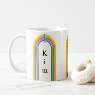 Orange und gelbe abstrakte Regenbogenstreifen-Tass Kaffeetasse