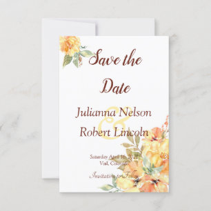 Orange und gelbe Aquarell-Blumen-Save-the-Date- Einladung