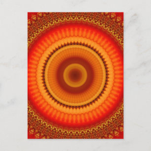 Orange und Gelbe Flora Mandala Postkarte